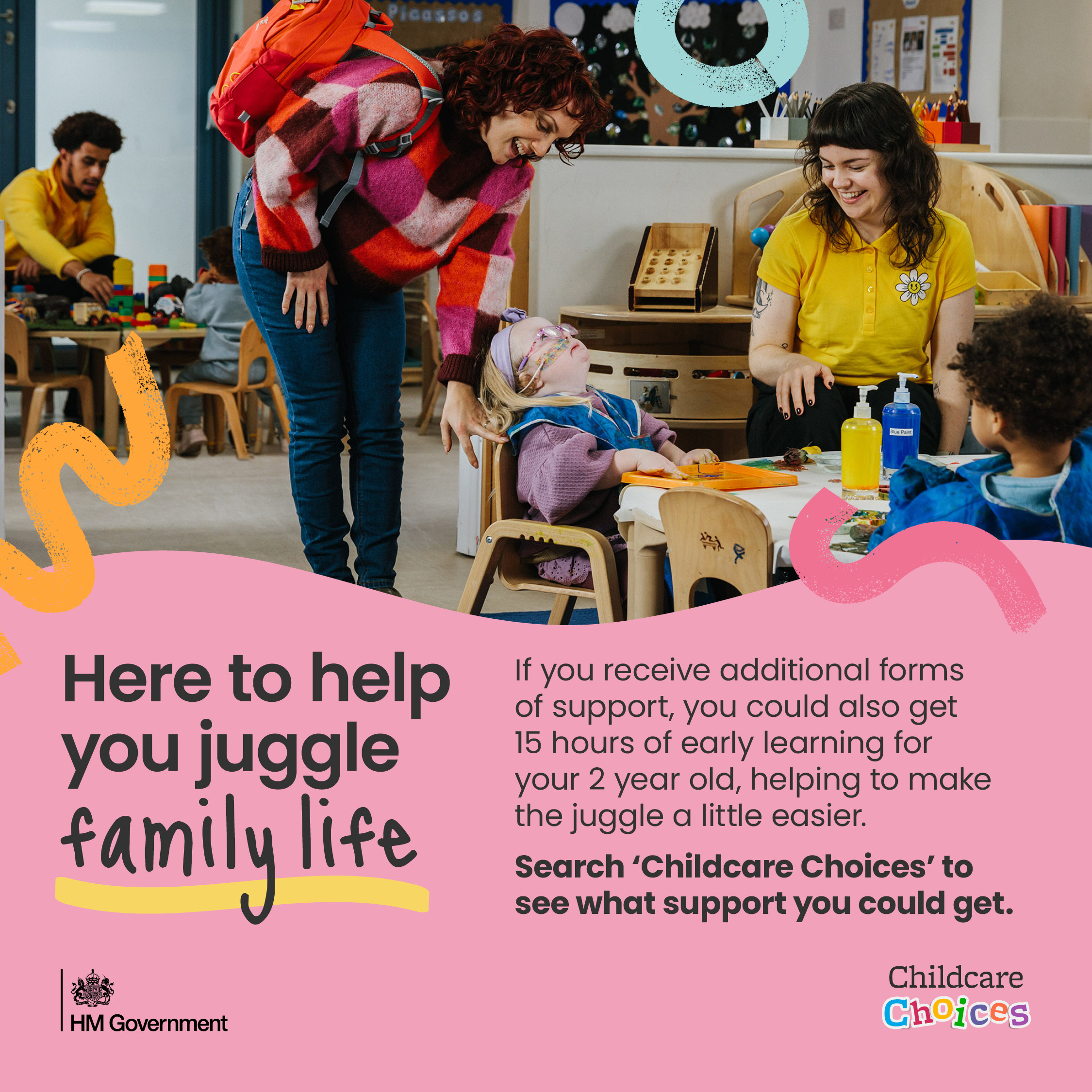 Graphic with call to action of 'search childcare choices'
